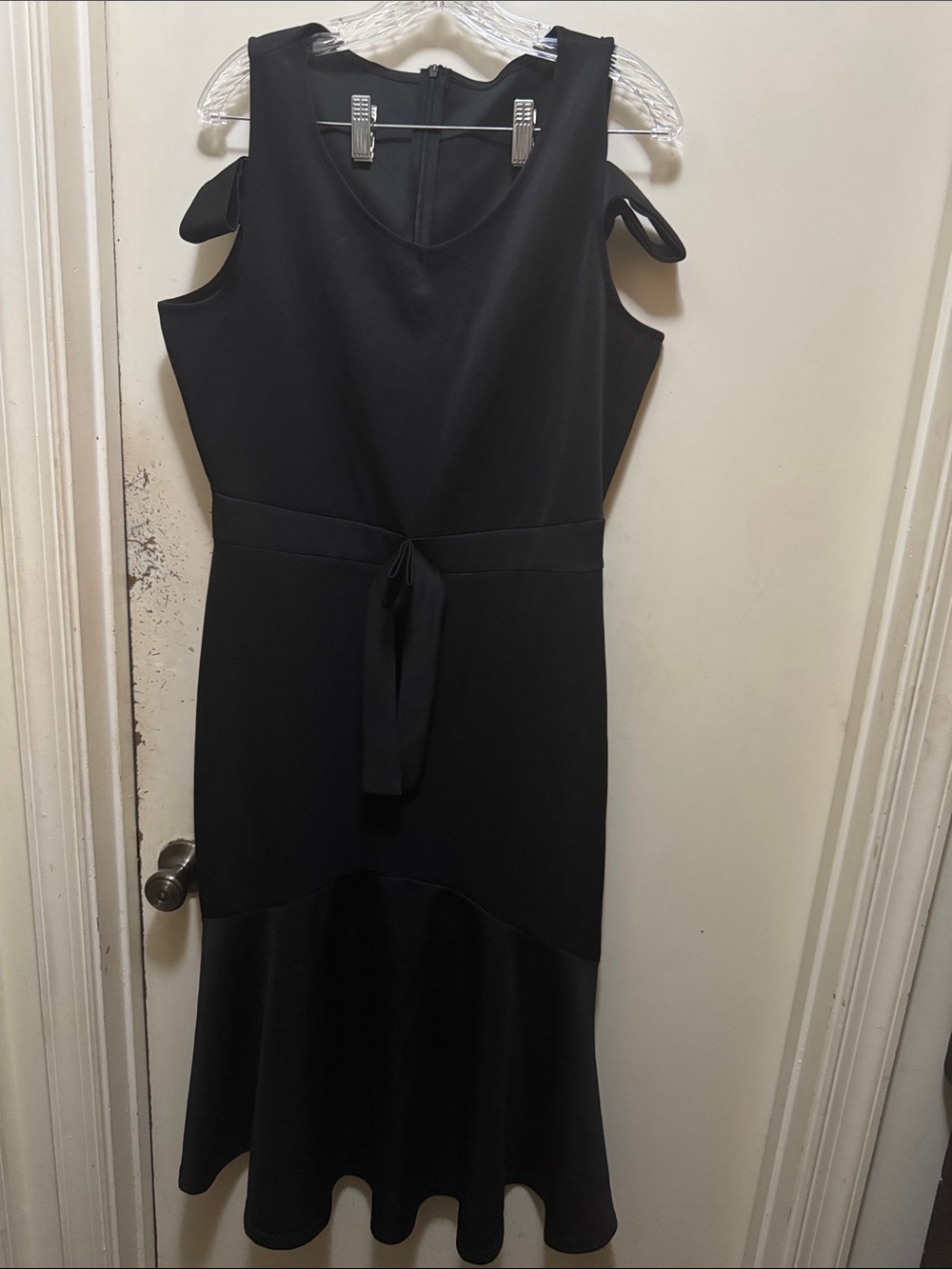 Fashion Nova Black Cold-Shoulder Tie-Waist Midi Dress